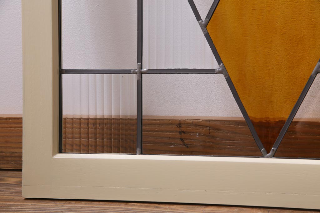 ラフジュ工房オリジナル　古建具リメイク　ノスタルジックなステンドグラス入り戸棚(収納棚、サイドボード)(1)