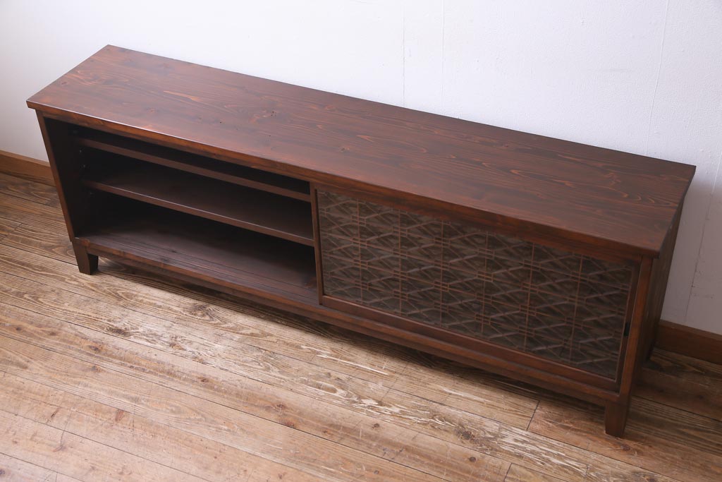 ラフジュ工房オリジナル　古建具リメイク　組子が和モダンな雰囲気醸し出すローボード(テレビ台、テレビボード、収納棚、戸棚)(1)