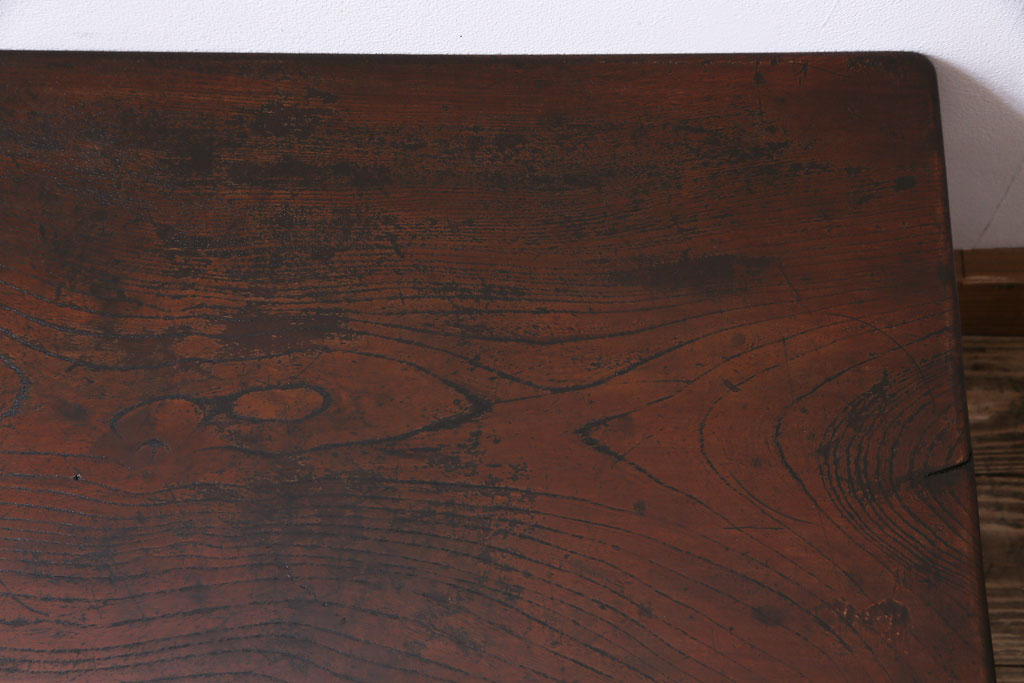 アンティーク家具　昭和初期　天板にケヤキの一枚板を用いたシンプルな文机(センタテーブル)