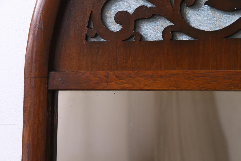 アンティーク雑貨　和製アンティーク　大正ロマン香るデザインが上品な印象与えるミラー(壁掛けミラー、鏡、姿見)