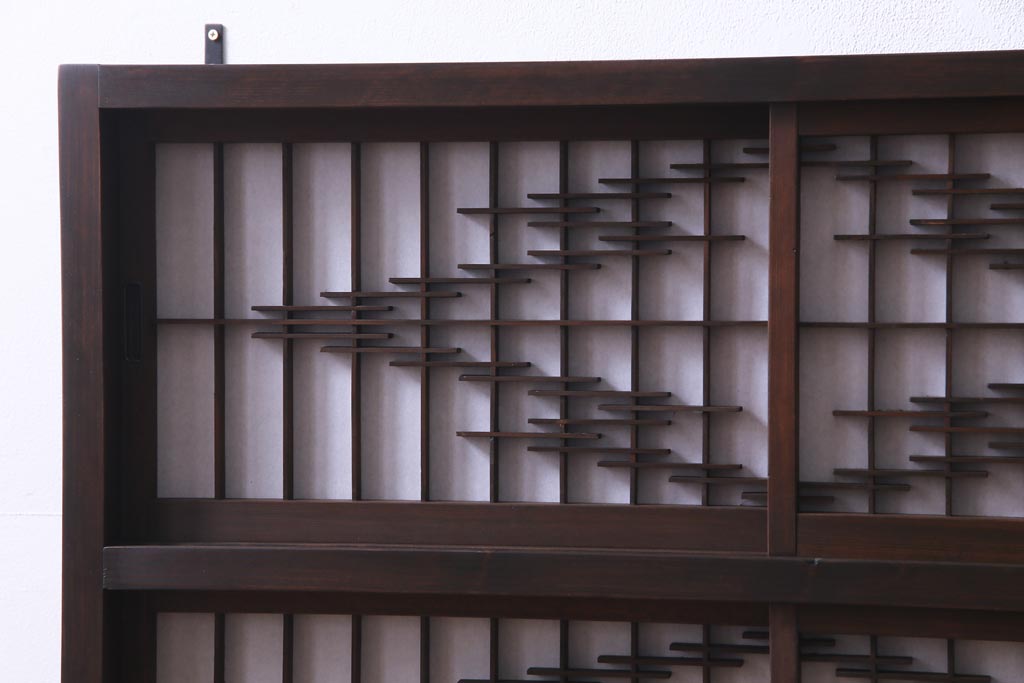ラフジュ工房オリジナル　障子戸リメイク　組子が和の雰囲気を醸し出す壁掛け戸棚(ウォールシェルフ、書院戸)