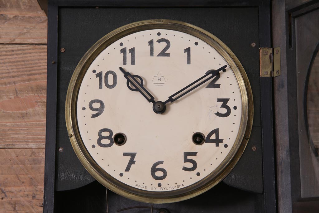 アンティーク雑貨　昭和初期　RYUSUISHA(龍水社)製　ノスタルジックな雰囲気がお洒落な壁掛け時計(柱時計、振り子時計)