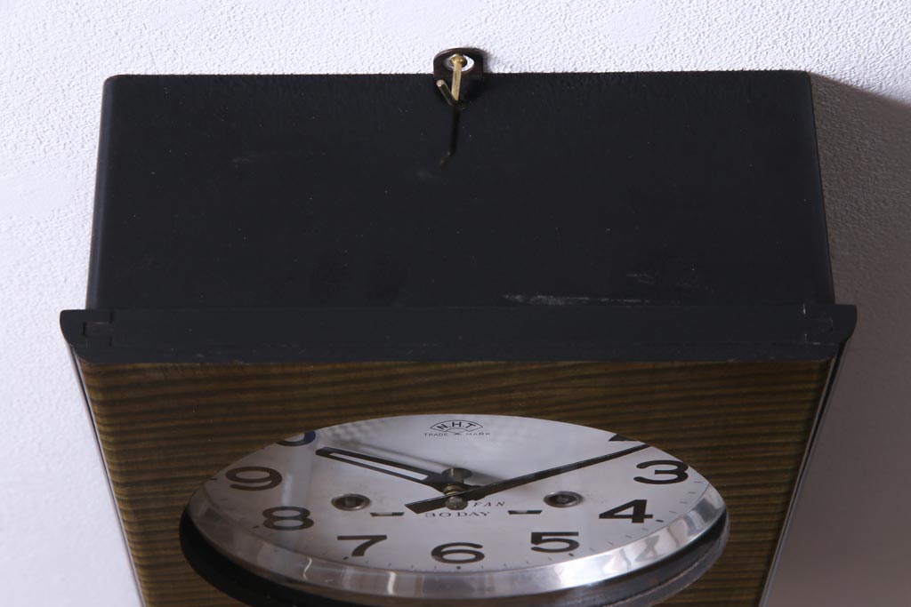 アンティーク雑貨　AIKOSHA(愛工舎)　堀田時計店　CROWNFAN　手巻き式振り子　30DAY掛時計(柱時計、壁掛け時計)