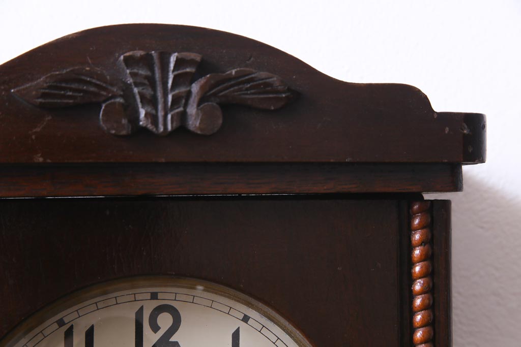 アンティーク雑貨　昭和レトロ　Meiji(明治時計社)　手巻き式　シックな雰囲気が漂う柱時計(振り子時計、掛け時計)