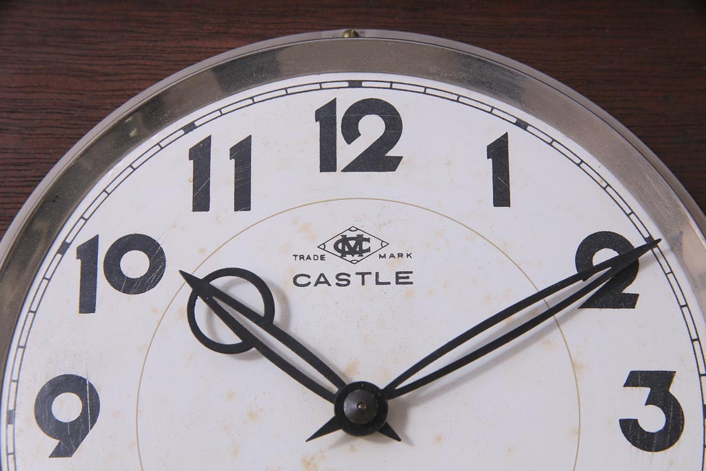 アンティーク雑貨　昭和レトロ　Meiji(明治時計社)　CASTLE　14DAY　手巻き式柱時計(振り子時計、掛け時計)