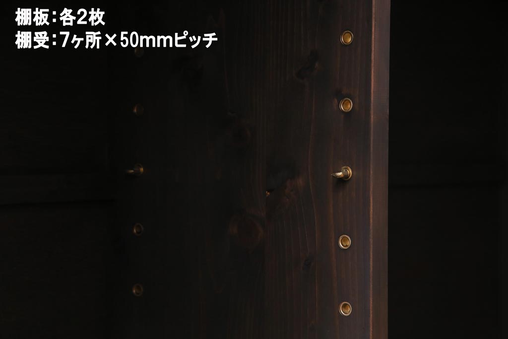 ラフジュ工房オリジナル　ケヤキ材製の古い引戸を活用した味わいのある戸棚(収納棚)