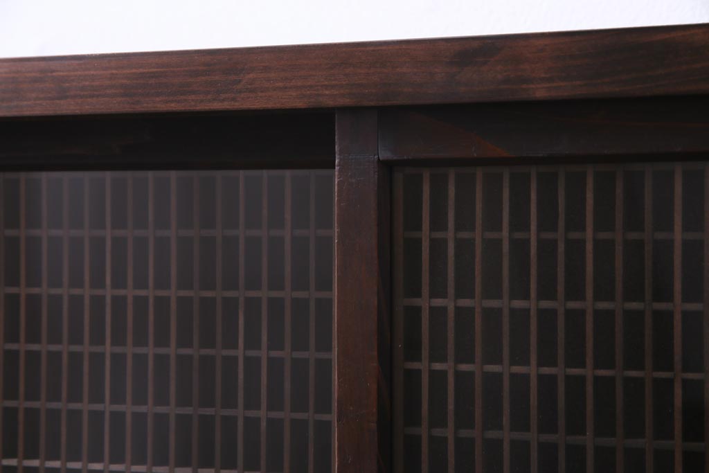 ラフジュ工房オリジナル　味わい深い建具をリメイクした壁掛け戸棚(ウォールシェルフ、収納棚)(1)