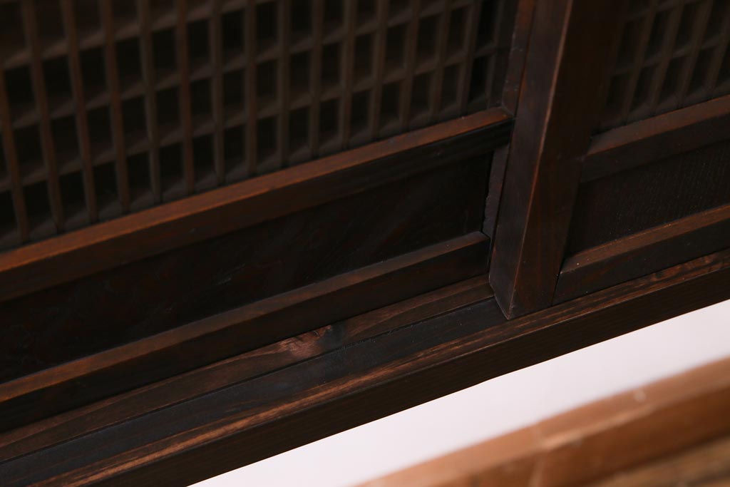 ラフジュ工房オリジナル　味わい深い建具をリメイクした壁掛け戸棚(ウォールシェルフ、収納棚)(1)