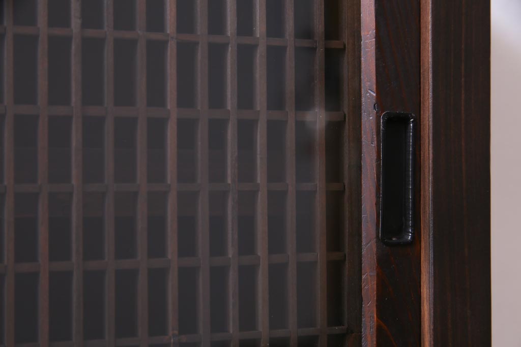 ラフジュ工房オリジナル　味わい深い建具をリメイクした壁掛け戸棚(ウォールシェルフ、収納棚)(2)