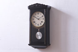 アンティーク雑貨　昭和初期　meiji(明治時計社)　手巻き　気品のあるゼンマイ式振り子時計(柱時計、壁掛け時計)
