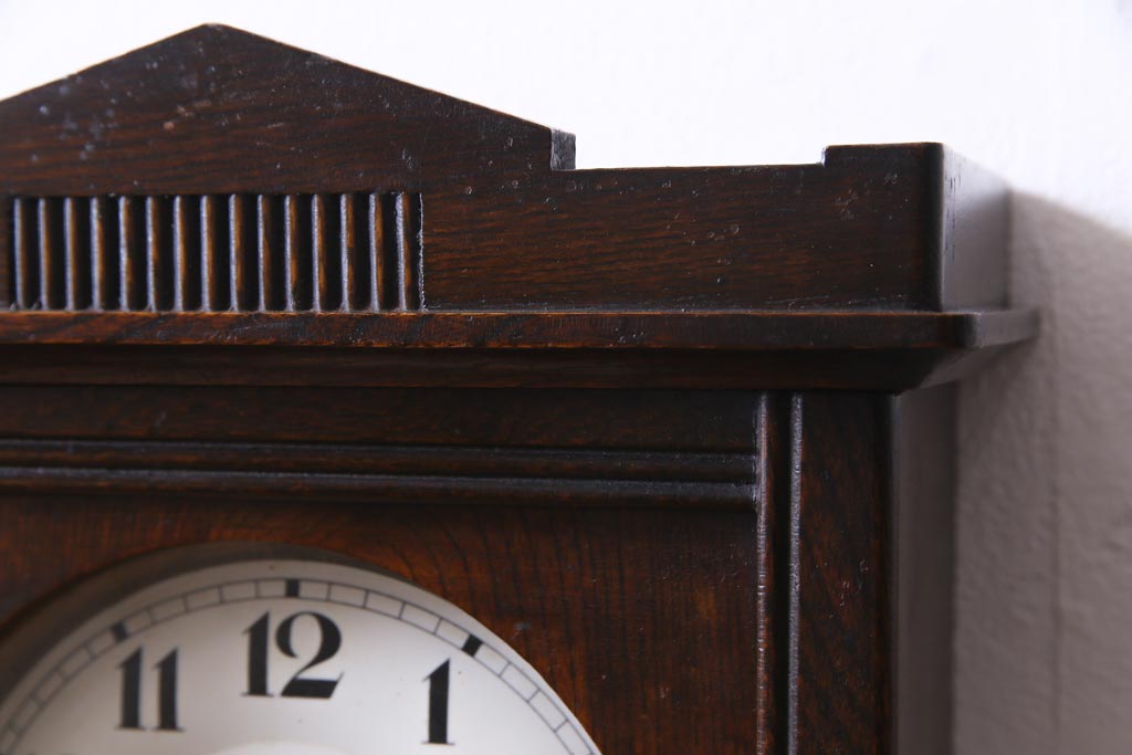 アンティーク雑貨　アンティーク　EIKOSHA(英工舎)　栓材　手巻き　ノスタルジックなゼンマイ式柱時計(振り子時計、壁掛け時計)