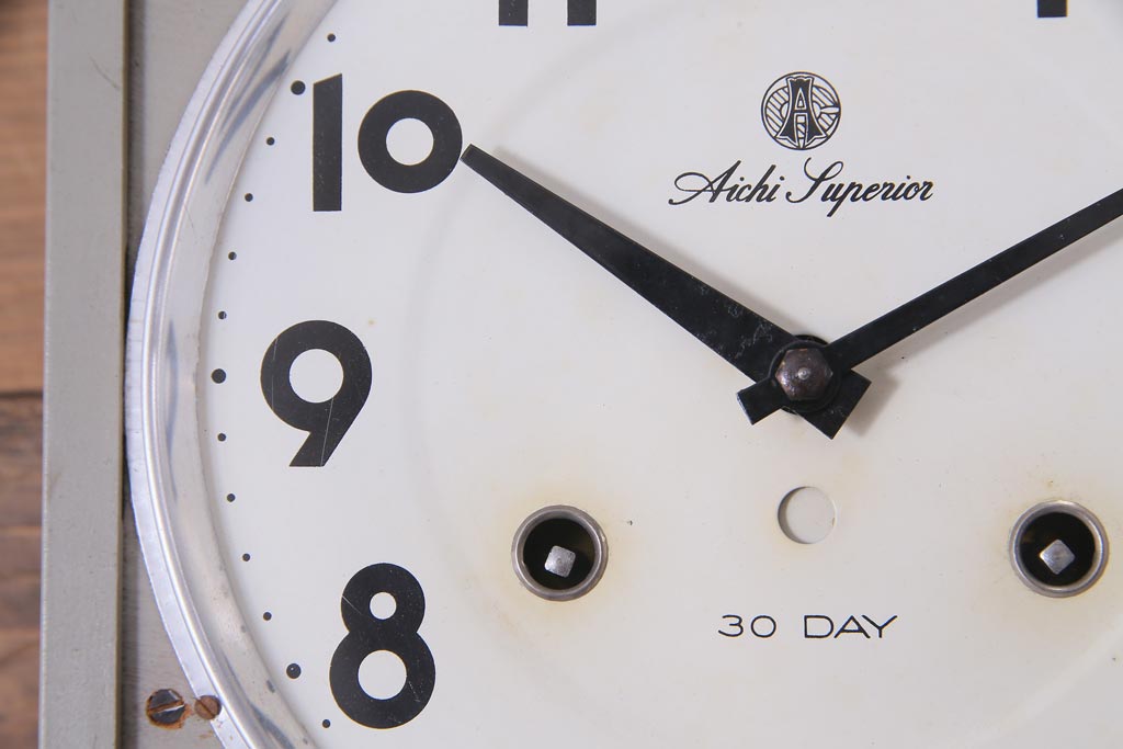アンティーク雑貨 昭和レトロ 愛知時計電機(Aichi) Superior 30DAY 手巻き ゼンマイ式振り子時計(柱時計、掛け時計) |  ラフジュ工房