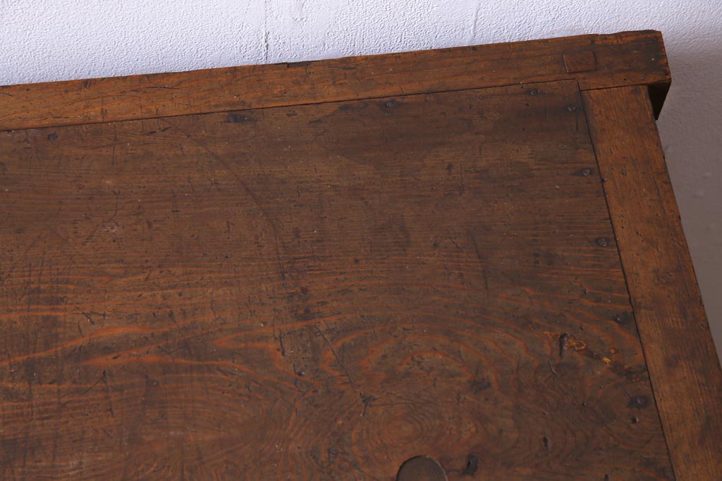 アンティーク家具　明治大正期　ヒノキ材　シンプルな作りが魅力的な小振りの帳場箪笥(引き出し)
