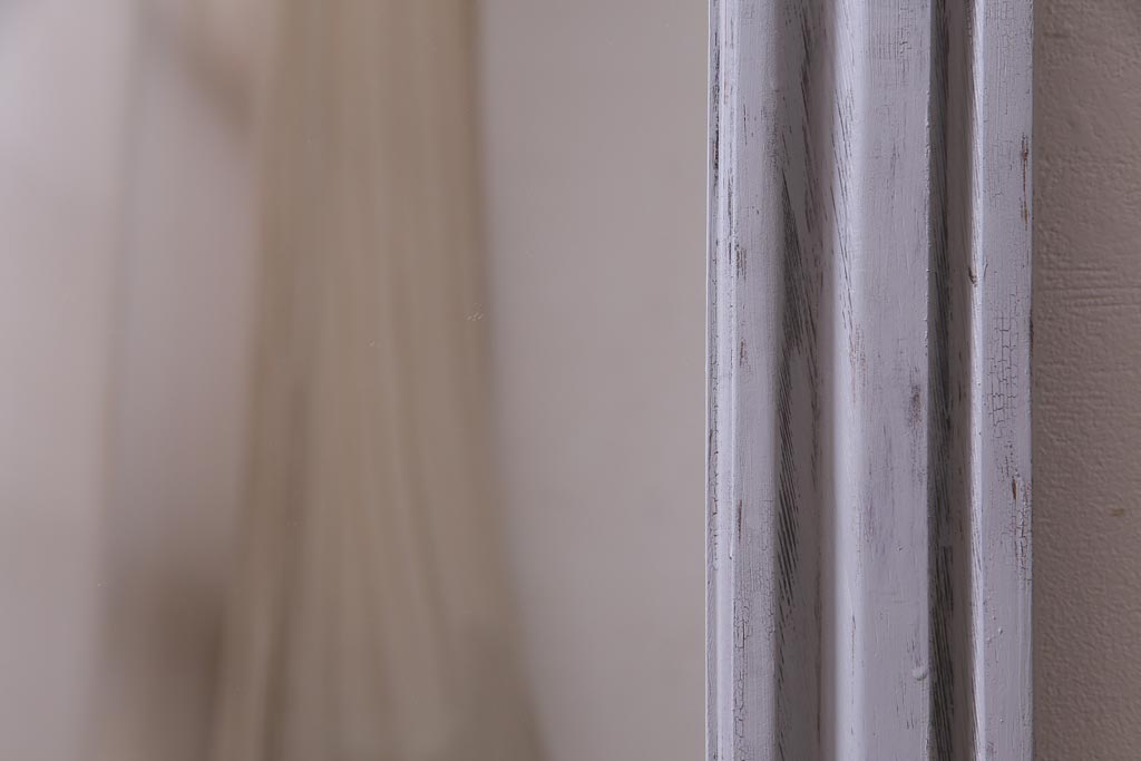 アンティーク雑貨　ラフジュ工房オリジナル　ペイント　フレンチシャビーなウォールミラー(壁掛け鏡)