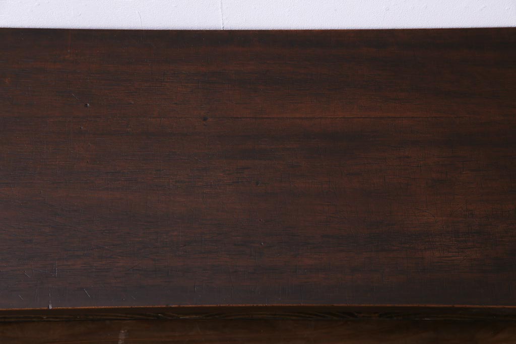リメイク家具　明治期　朴の木　古い木の質感が味わい深い鉄脚テーブル(ローテーブル、飾り台)