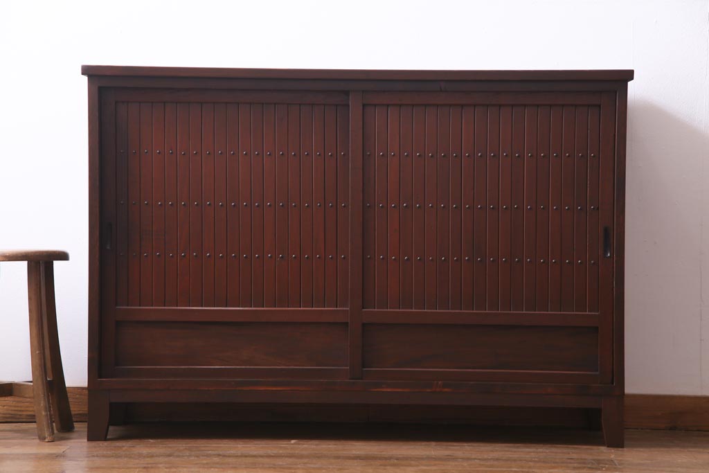ラフジュ工房オリジナル　縦桟引き戸をリメイクしたサイドボード(収納棚、戸棚)