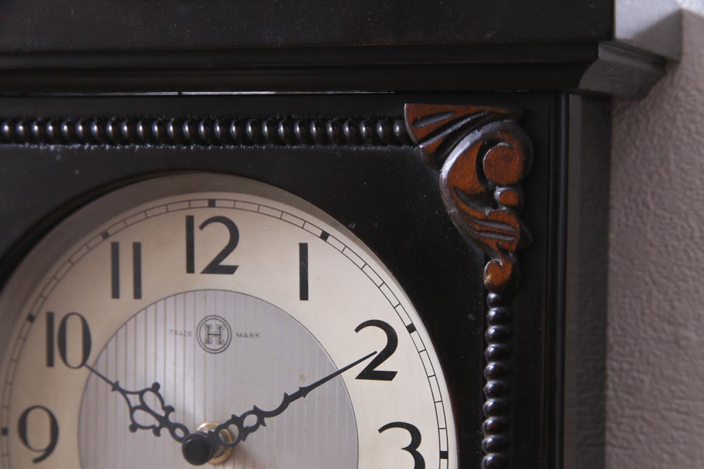 アンティーク雑貨　和製アンティーク　日比野時計　電池式　クラシカルな佇まいが素敵な柱時計(壁掛け時計)