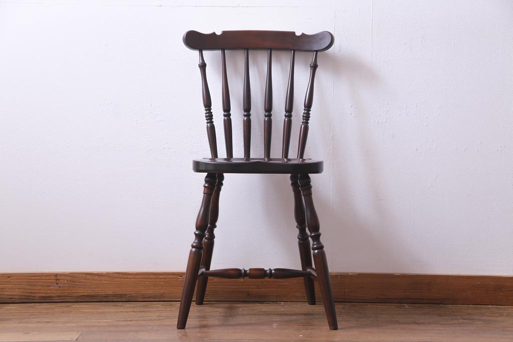 中古　松本民芸家具　挽き物のデザインが美しいSPスピンドルチェア(ダイニングチェア、椅子)(2)