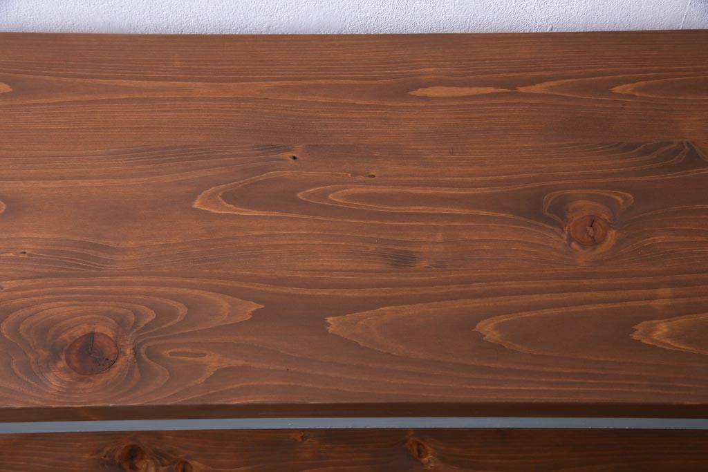 ペイント家具　棚板リメイク　異なる質感がお洒落なアイアンラック(飾り棚、陳列棚、オープンラック)