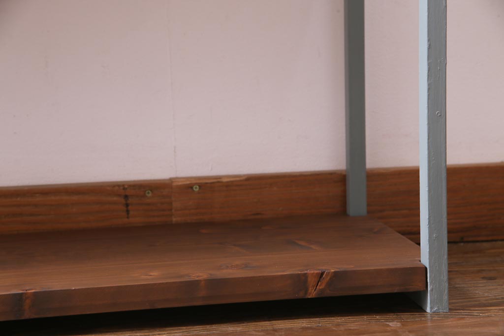 ペイント家具　棚板リメイク　異なる質感がお洒落なアイアンラック(飾り棚、陳列棚、オープンラック)