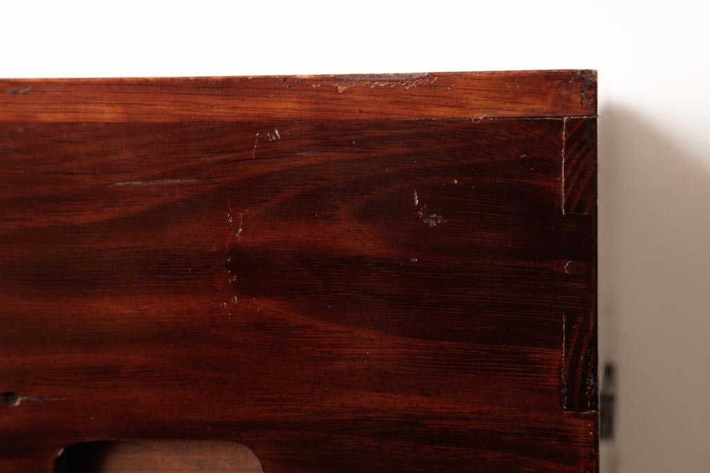アンティーク家具　和製アンティーク　栗材　漆塗りが上品な印象与える化粧箱(裁縫箱、小引き出し、小物収納)