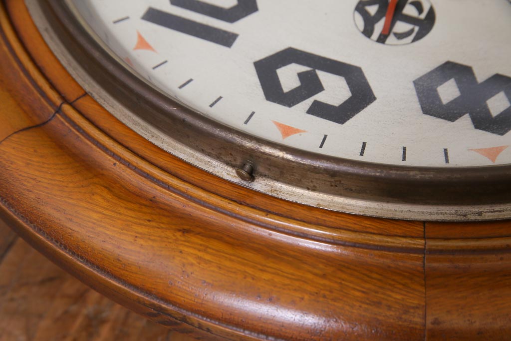 アンティーク雑貨　AKAHOSHI(赤星時計)　手巻き　可愛らしいデザインの曜日付掛時計(柱時計、振り子時計)
