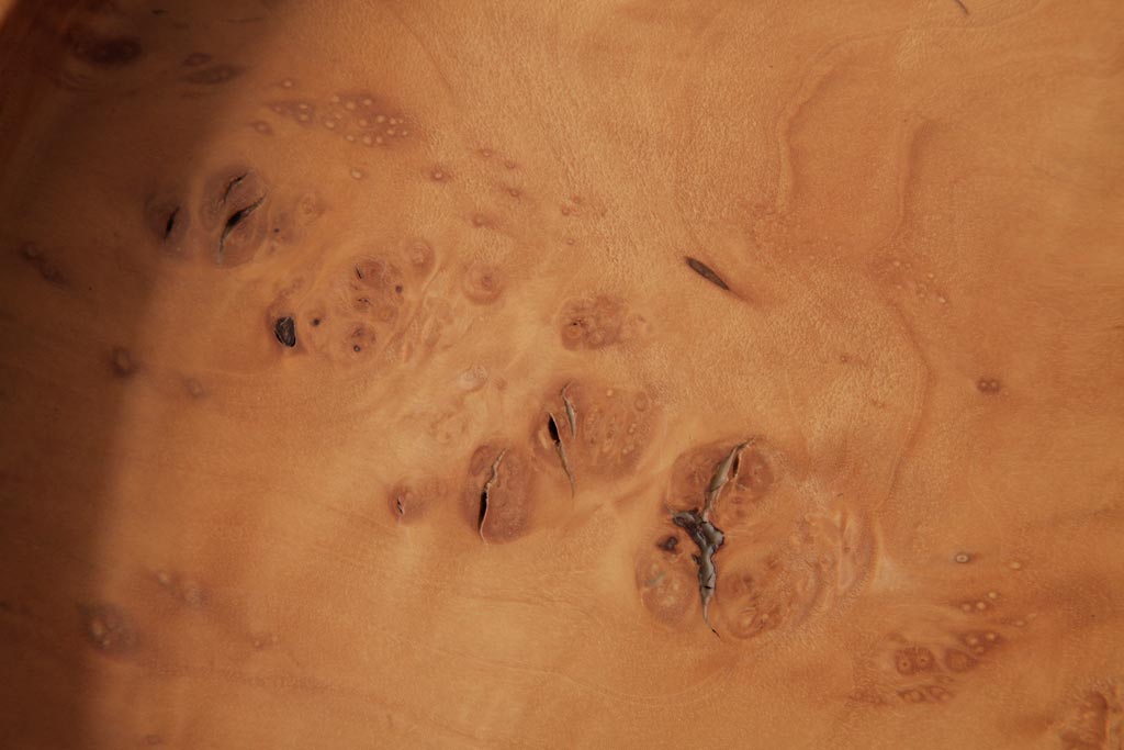 昭和中期　楓材鳥眼杢　美しい杢目と木肌のくりぬき盆(刳り貫き盆、トレー)