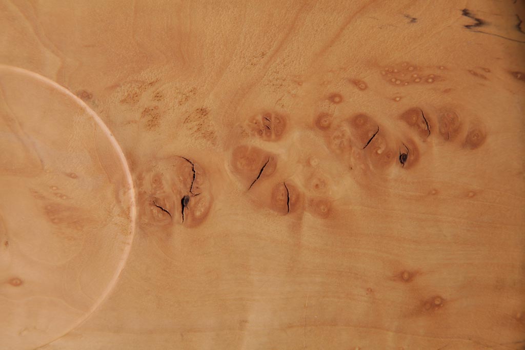 昭和中期　楓材鳥眼杢　美しい杢目と木肌のくりぬき盆(刳り貫き盆、トレー)