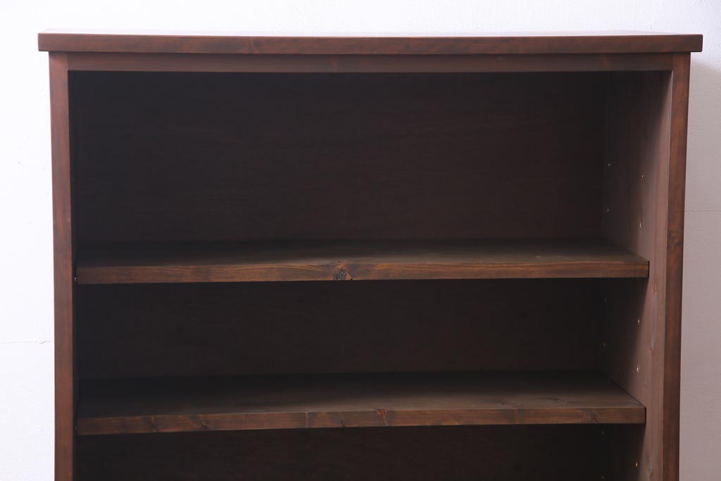 ラフジュ工房オリジナル　前板栗材　引き出し付き　両面ガラス　古い建具を活用した収納棚(組子、戸棚、キャビネット)