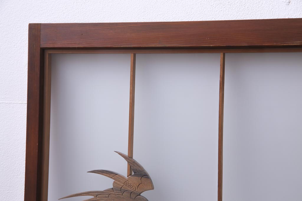 ラフジュ工房オリジナル　前板栗材　引き出し付き　両面ガラス　古い建具を活用した収納棚(組子、戸棚、キャビネット)