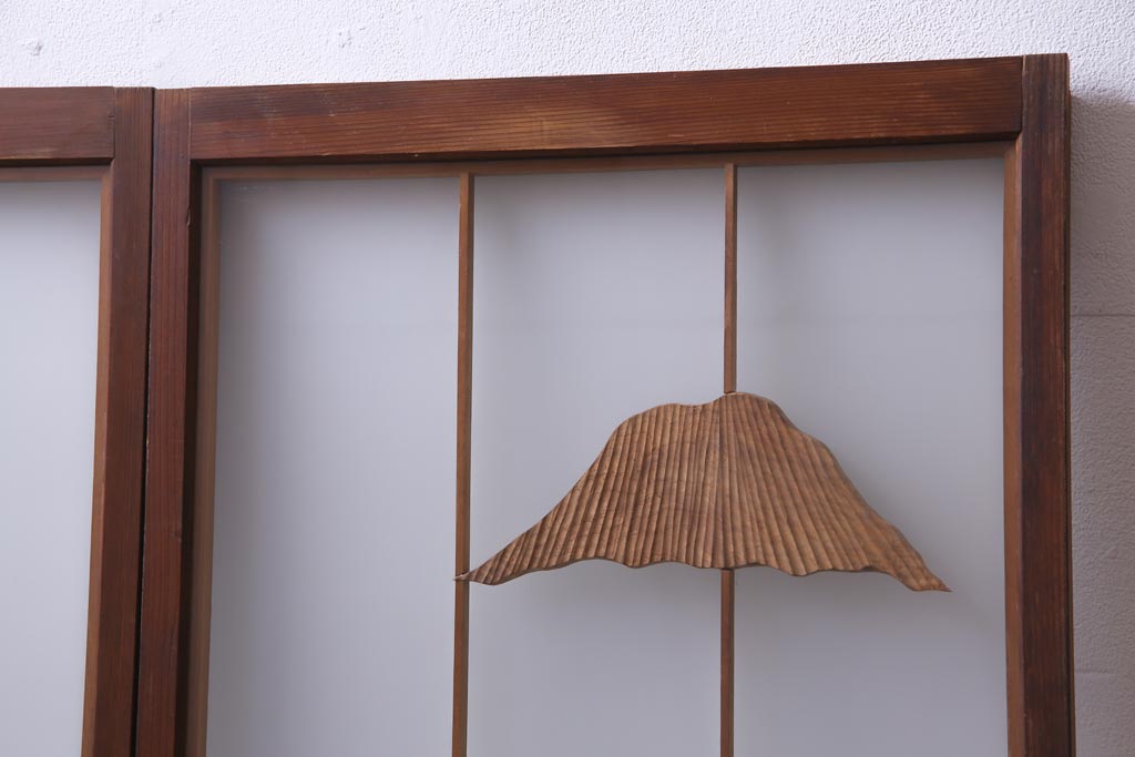 ラフジュ工房オリジナル　前板栗材　引き出し付き　両面ガラス　古い建具を活用した収納棚(組子、戸棚、キャビネット)