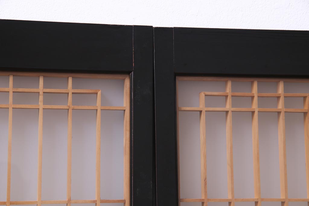 ラフジュ工房オリジナル　リメイク　古い書院戸を活用した引き出し付きガラス戸棚(収納棚、組子)