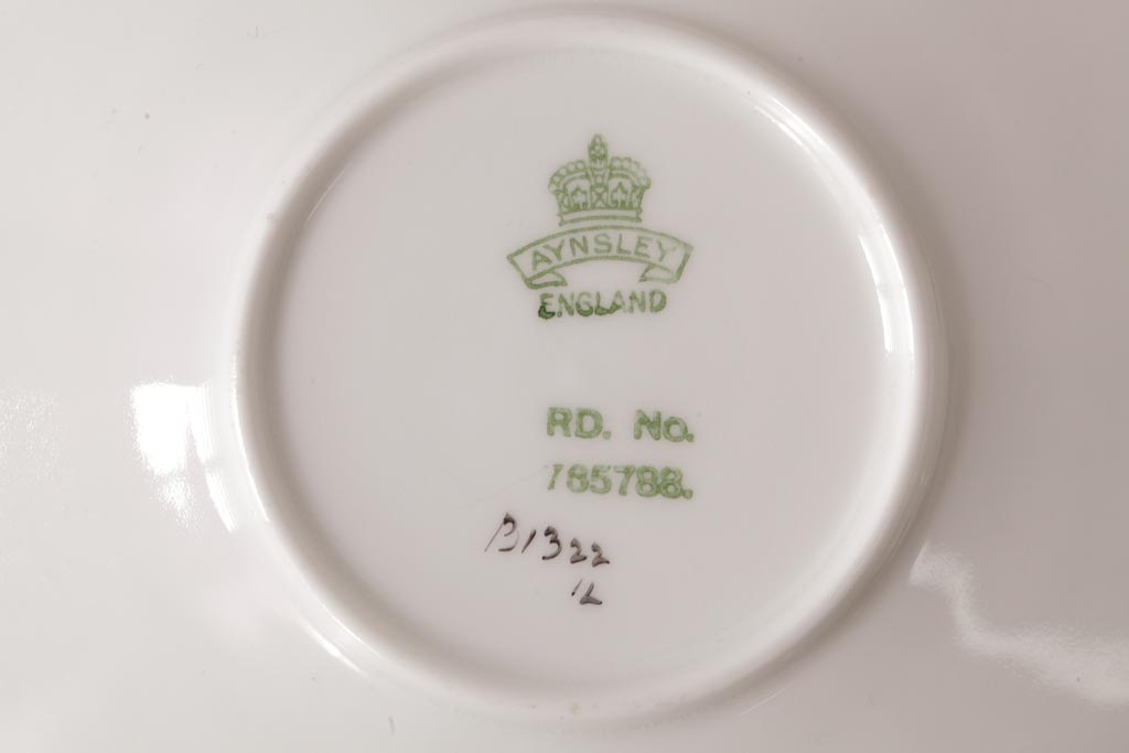 イギリスアンティーク　AYNSLEY(エインズレイ) バタフライ(蝶々)　デミタスカップ&ソーサー2客セット(洋食器)(2)