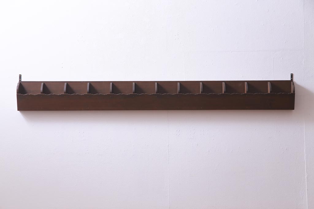 レトロ家具 昭和レトロ 横長型 珍しいデザインの壁掛けレターラック(状差し、ウォールラック) ラフジュ工房