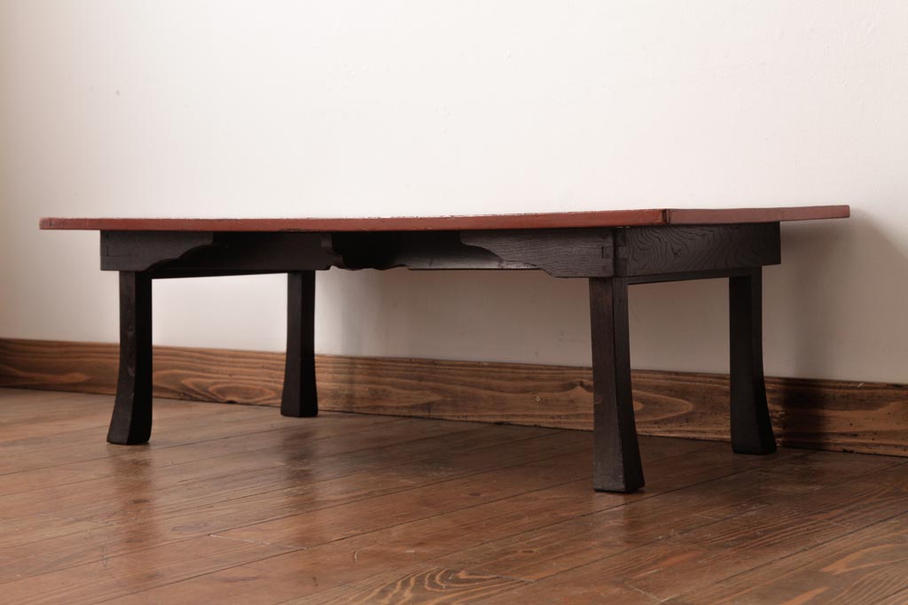 アンティーク家具　和製アンティーク　根来塗　折り畳み式　ひと味違った和の趣漂う文机(花台、ローテーブル)