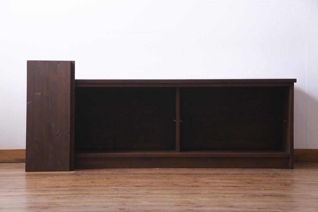 ラフジュ工房オリジナル　マス目格子がおしゃれな古建具リメイクのローボード(戸棚、テレビボード)