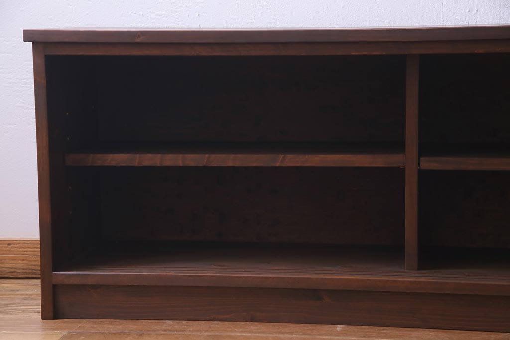 ラフジュ工房オリジナル　マス目格子がおしゃれな古建具リメイクのローボード(戸棚、テレビボード)