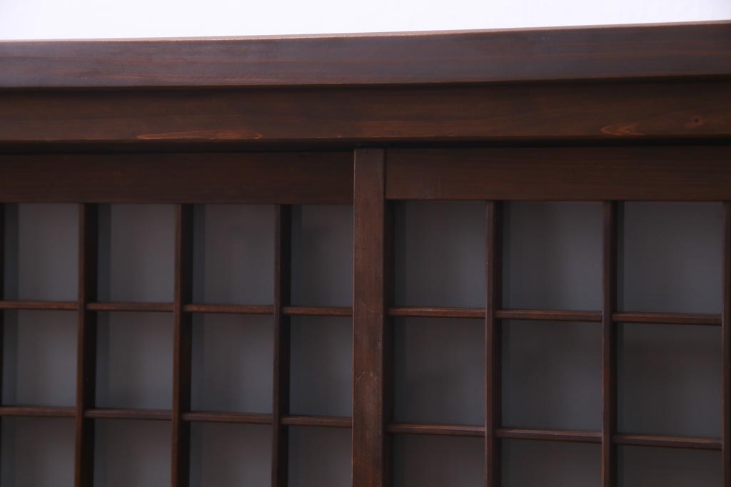 ラフジュ工房オリジナル　マス目格子がおしゃれな古建具リメイクのローボード(戸棚、テレビボード)
