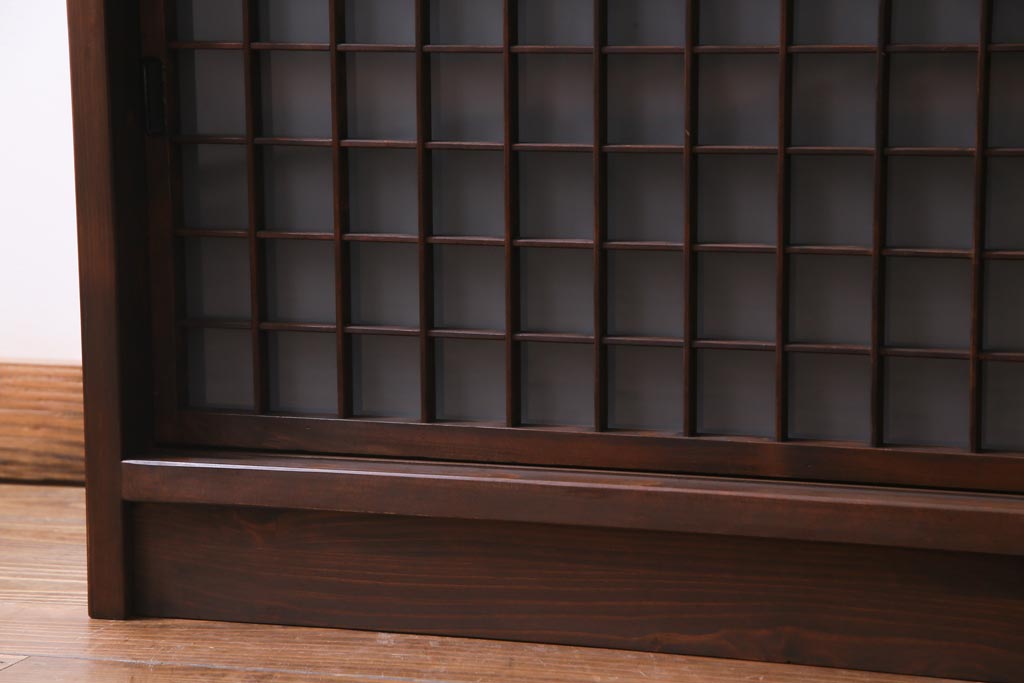 ラフジュ工房オリジナル　マス目格子がおしゃれな古建具リメイクのローボード(戸棚、テレビボード)