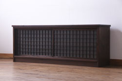 ラフジュ工房オリジナル　マス目格子がおしゃれな古建具リメイクのローボード(戸棚、テレビボード)