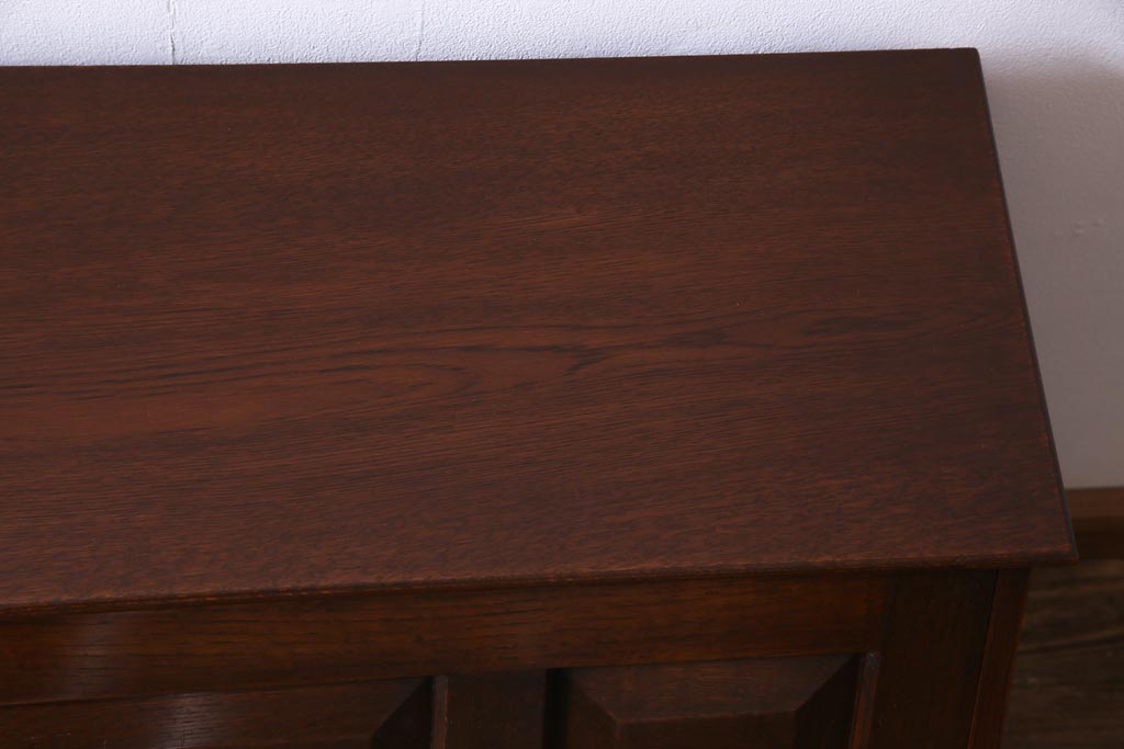 中古　ナラ無垢材　木目が魅力的な漆塗りのライティングビューロー(簿記机、在宅ワーク、在宅用デスク)(定価約30万円)