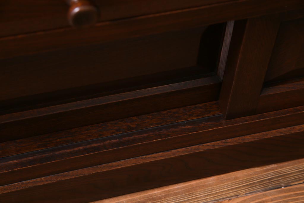 中古　ナラ無垢材　木目が魅力的な漆塗りのライティングビューロー(簿記机、在宅ワーク、在宅用デスク)(定価約30万円)