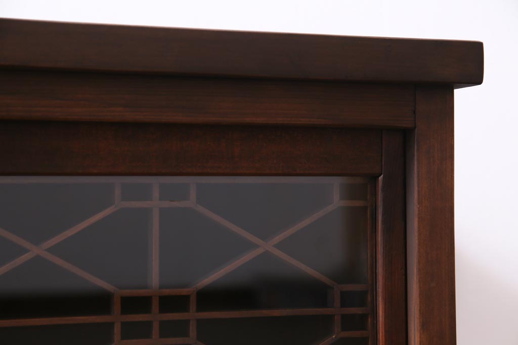 ラフジュ工房オリジナル　脚付き　古建具リメイク　組子が和モダンな雰囲気醸し出すローボード・小(収納棚、戸棚)