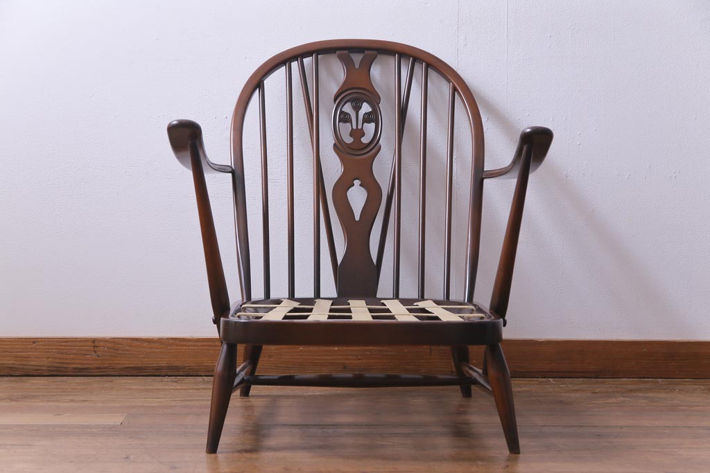 ヴィンテージ家具　イギリスビンテージ　ERCOL(アーコール)　ゆったりと座れる憩いのイージーチェア(ラウンジチェア、一人掛けソファ)(1)