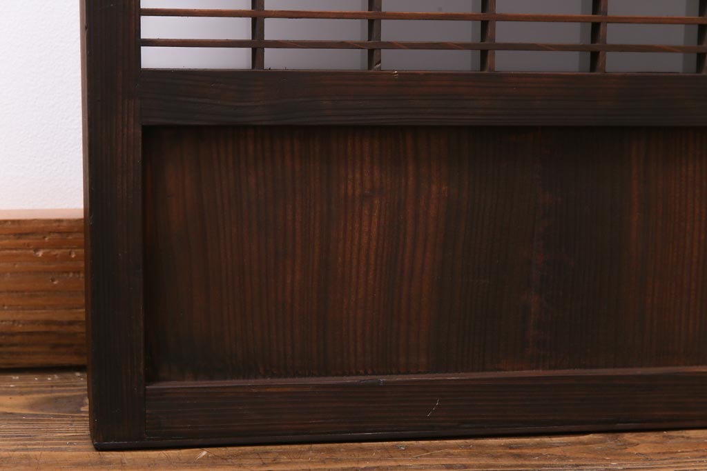 ラフジュ工房オリジナル　リメイク　すりガラス入り　使い勝手の良い3枚引き違い戸の収納棚(書院、組子、戸棚)