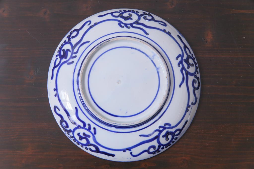 明治期 ベロ藍 紺青色が目を引く唐子文様の印判皿(中皿)(2) | ラフジュ工房