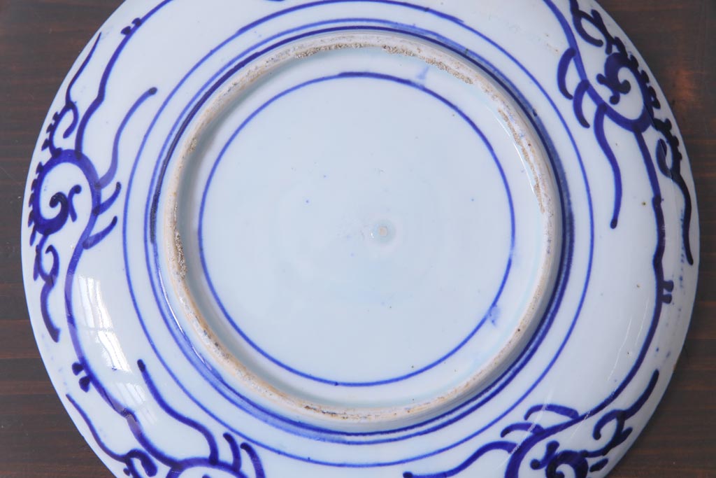明治期 ベロ藍 紺青色が目を引く唐子文様の印判皿(中皿)(3) | ラフジュ工房