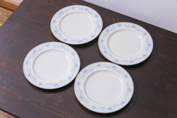 イギリス　WEDGWOOD(ウェッジウッド)　FLORENTINE TURQUOISE(フロレンティーン ターコイズ)　上品な佇まいのティーカップ&ソーサー4客セット(グロテスク文様、フルーツ、果物、ピオニー、C&S、洋食器、英国)(R-081218)