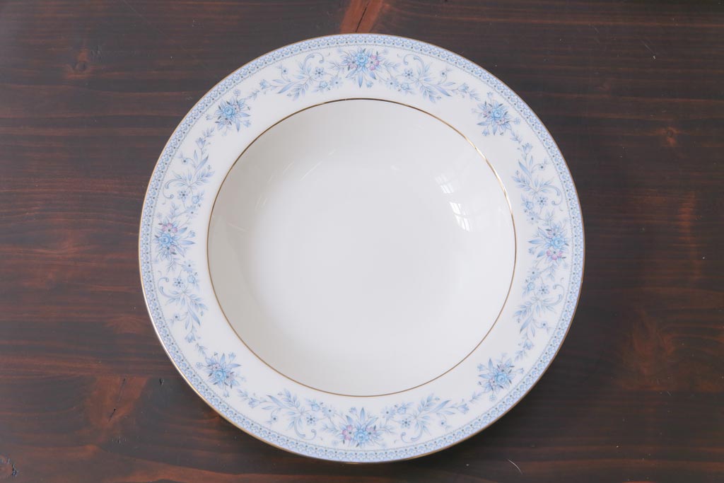 中古　ノリタケ(Noritake)　ブルーヒル(廃盤)　淡いブルーの花柄が可憐なスープ皿3枚セット(洋食器)(1)