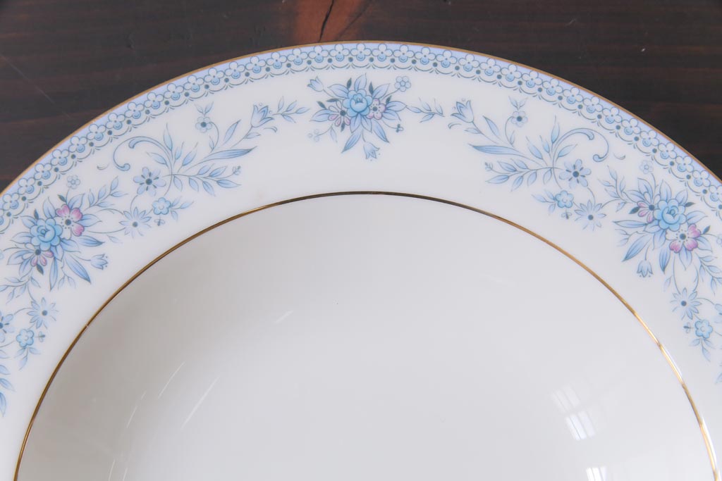 中古　ノリタケ(Noritake)　ブルーヒル(廃盤)　淡いブルーの花柄が可憐なスープ皿3枚セット(洋食器)(1)